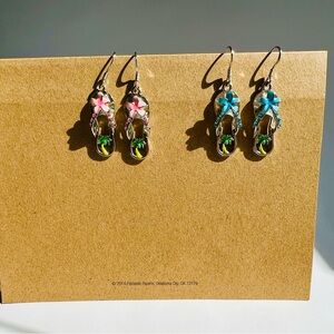 Two Pairs of Sterling Silver Enamel Flip Flop Earrings
